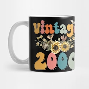 Vintage 2000 Sunflower Floral Retro Groovy 23rd Birthday Mug